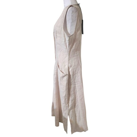 NWT Tahari Womens Linen Sleeveless Button-Front Midi Dress W/ Pockets Size 6 - Picture 2 of 6